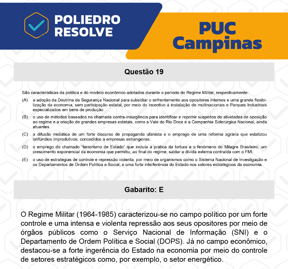 Questão 19 - Prova Geral e Medicina - PUC-Campinas 2023