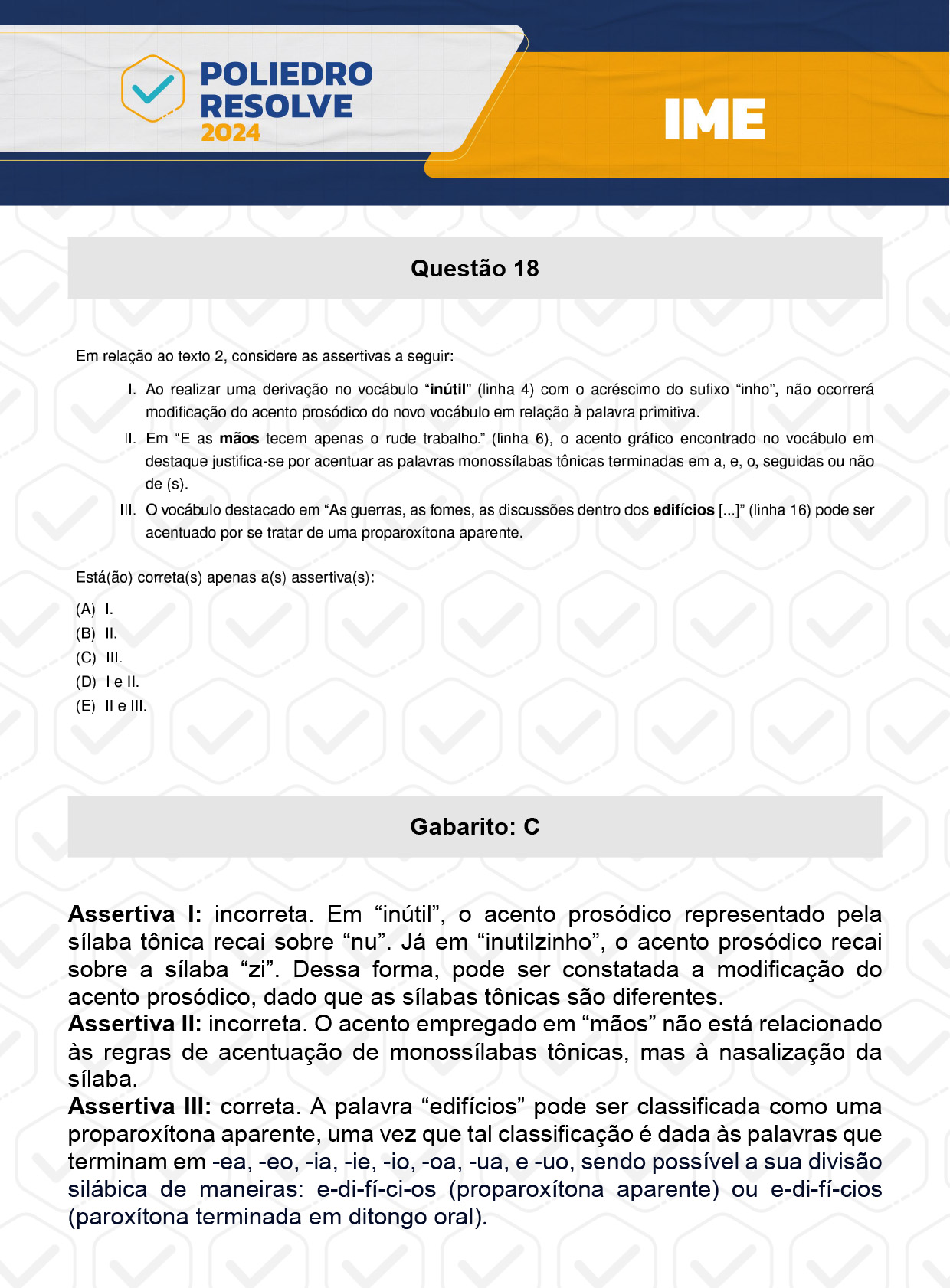 Questão 18 - 2ª Fase - 4º Dia - IME 2024