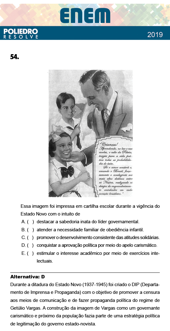 Questão 54 - 1º Dia - Prova BRANCA - ENEM 2018