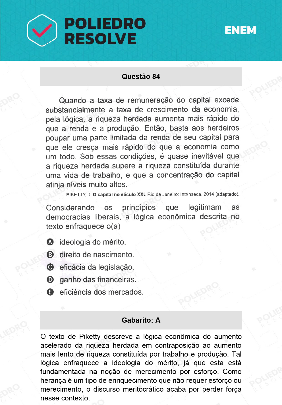 Questão 84 - 1º Dia - Prova Branca - ENEM 2021