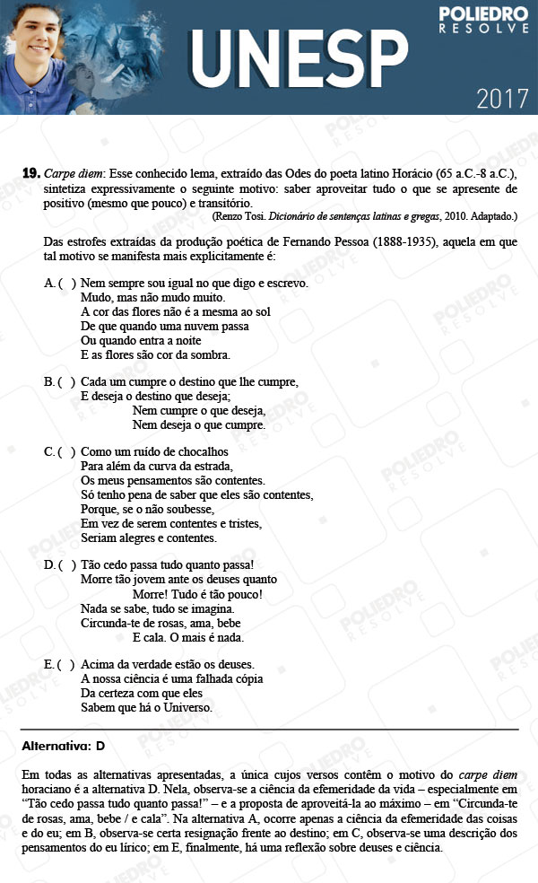 Questão 19 - 1ª Fase - UNESP 2017