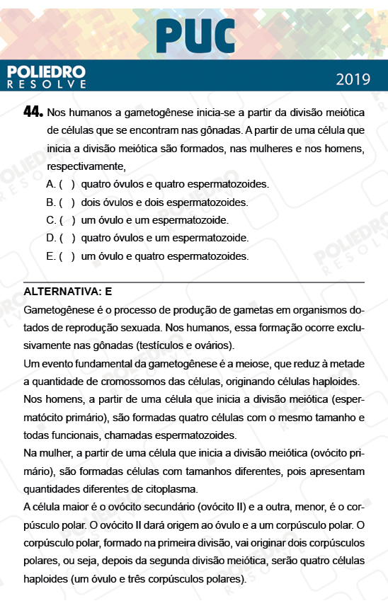 Questão 44 - 1ª Fase - PUC-Campinas 2019