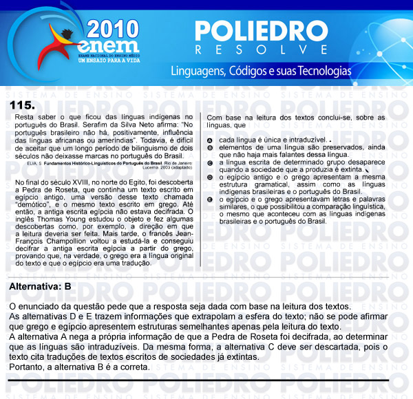 Questão 115 - Domingo (Prova rosa) - ENEM 2010