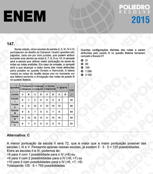 Questão 147 - Domingo (Prova Azul) - ENEM 2015