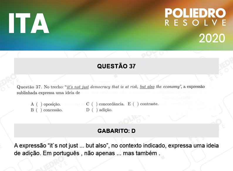 Questão 37 - 1ª Fase - ITA 2020