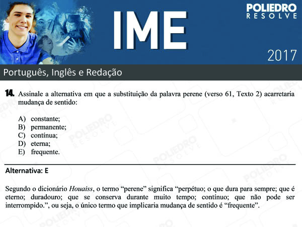 Questão 14 - Português e Inglês - IME 2017