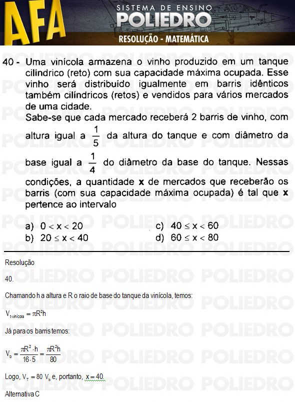 Questão 40 - Código 11 - AFA 2011