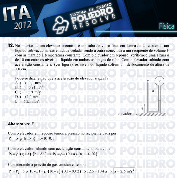 Questão 12 - Física - ITA 2012