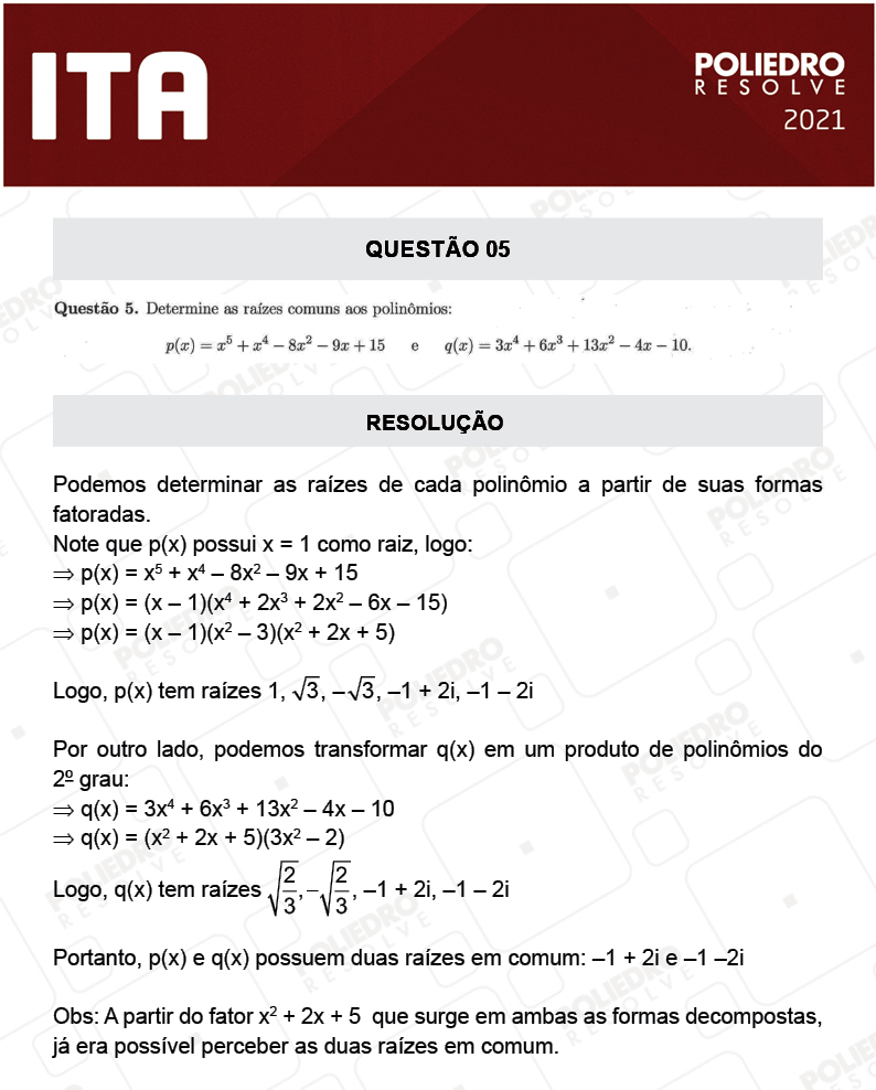 Dissertação 5 - 2ª Fase - 1º Dia - Mat/Quí - ITA 2021