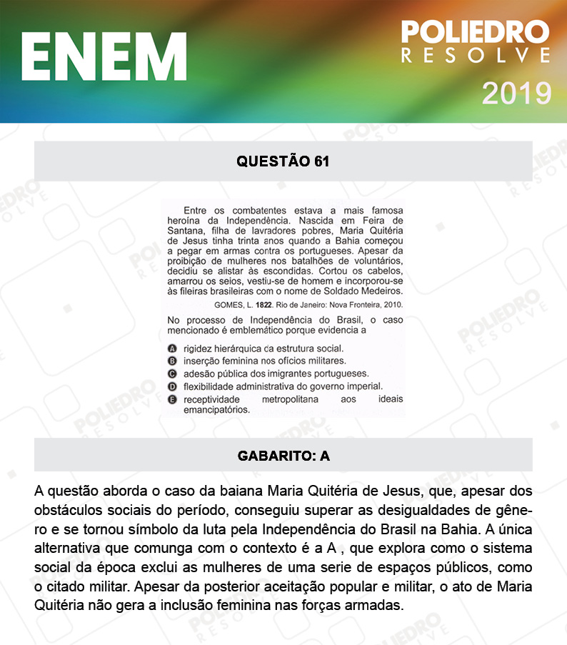 Questão 61 - 1º DIA - PROVA AMARELA - ENEM 2019