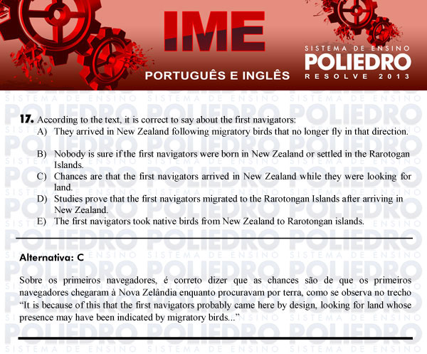 Questão 17 - Português e Inglês - IME 2013