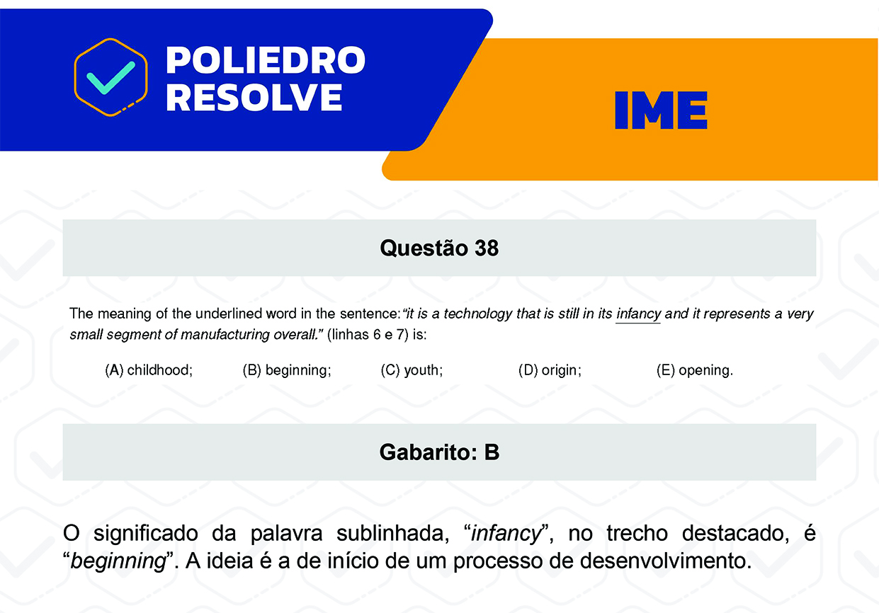 Questão 38 - 2ª Fase - Português/Inglês - IME 2023