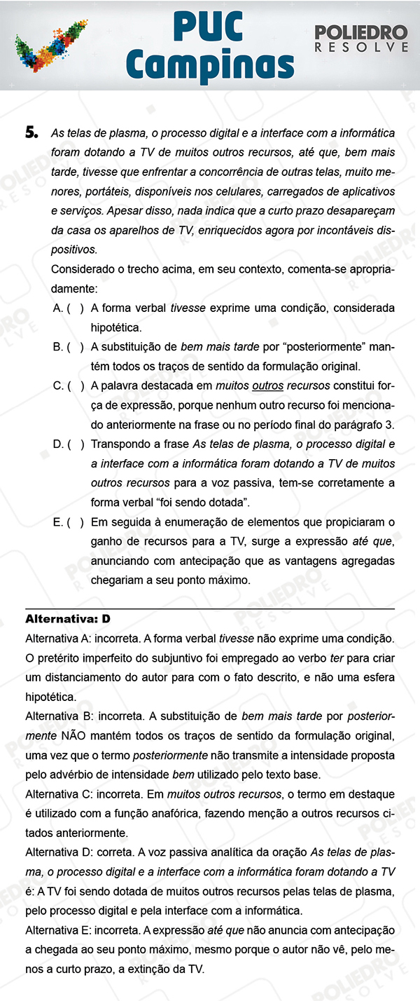 Questão 5 - 1ª Fase - Prova Verde - PUC-Campinas 2018