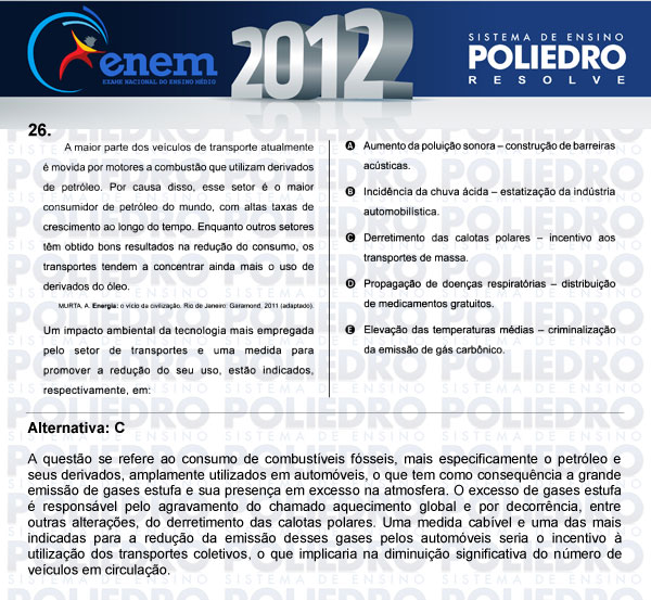 Questão 26 - Sábado (Prova azul) - ENEM 2012