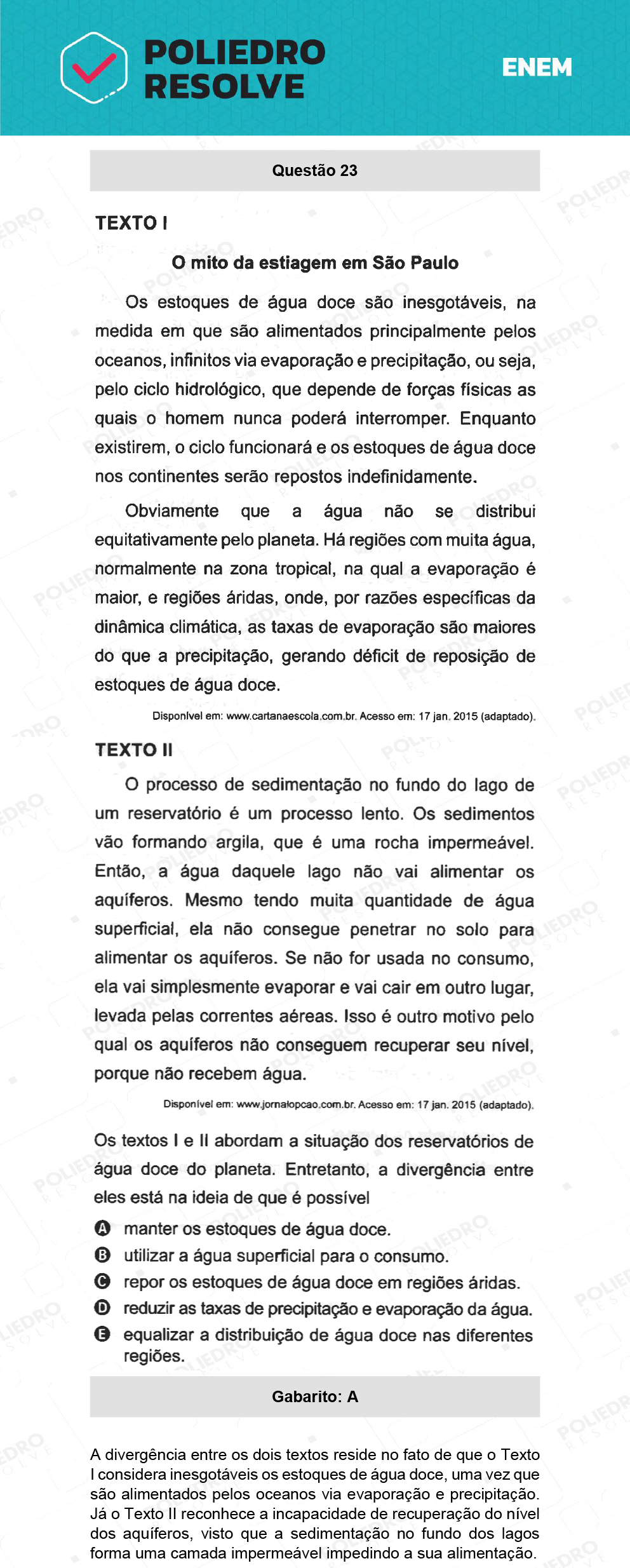 Questão 23 - 1º Dia - Prova Rosa - ENEM 2021