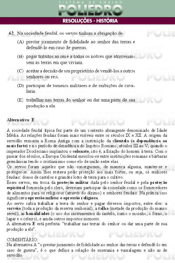 Questão 62 - Conhecimentos Gerais - UNIFESP 2009