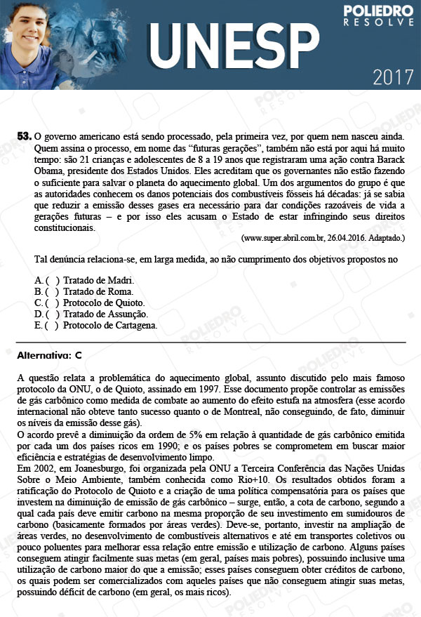 Questão 53 - 1ª Fase - UNESP 2017