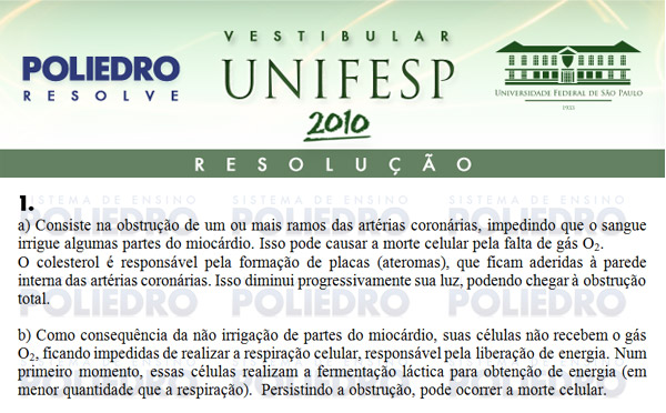 Dissertação 1 - Conhecimentos Específicos - UNIFESP 2010