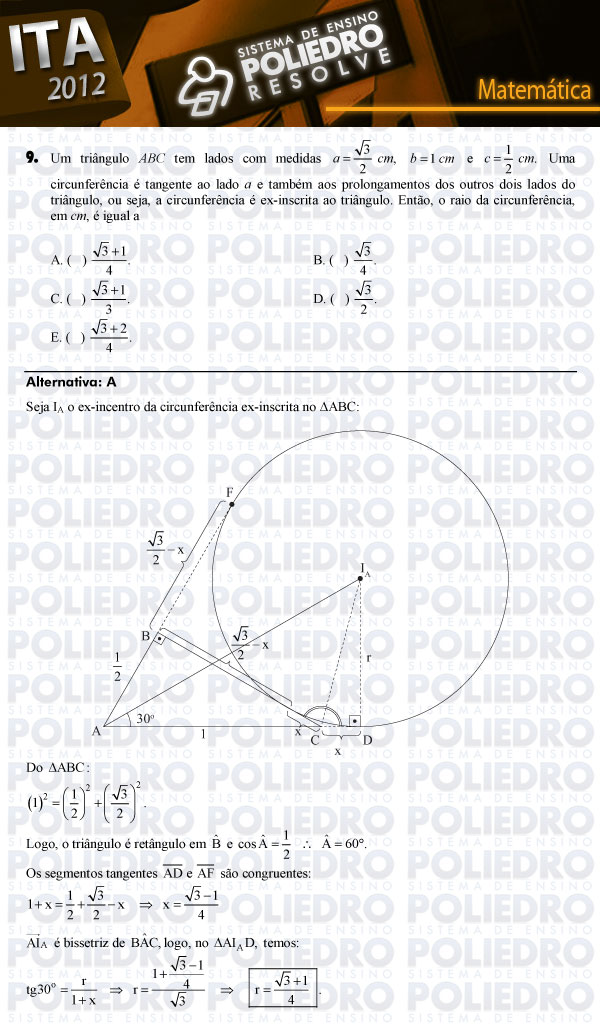 Questão 9 - Matemática - ITA 2012