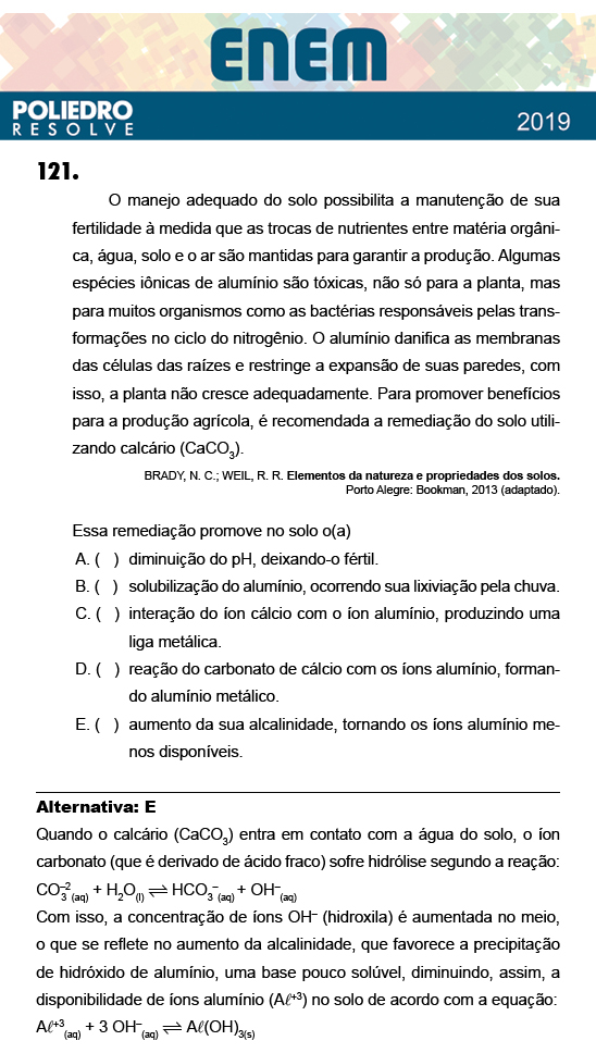 Questão 121 - 2º Dia - Prova AZUL - ENEM 2018