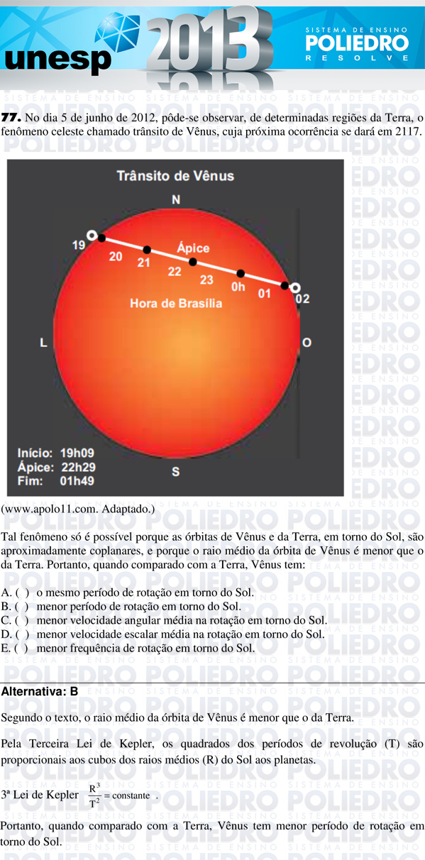 Questão 77 - 1ª Fase - UNESP 2013