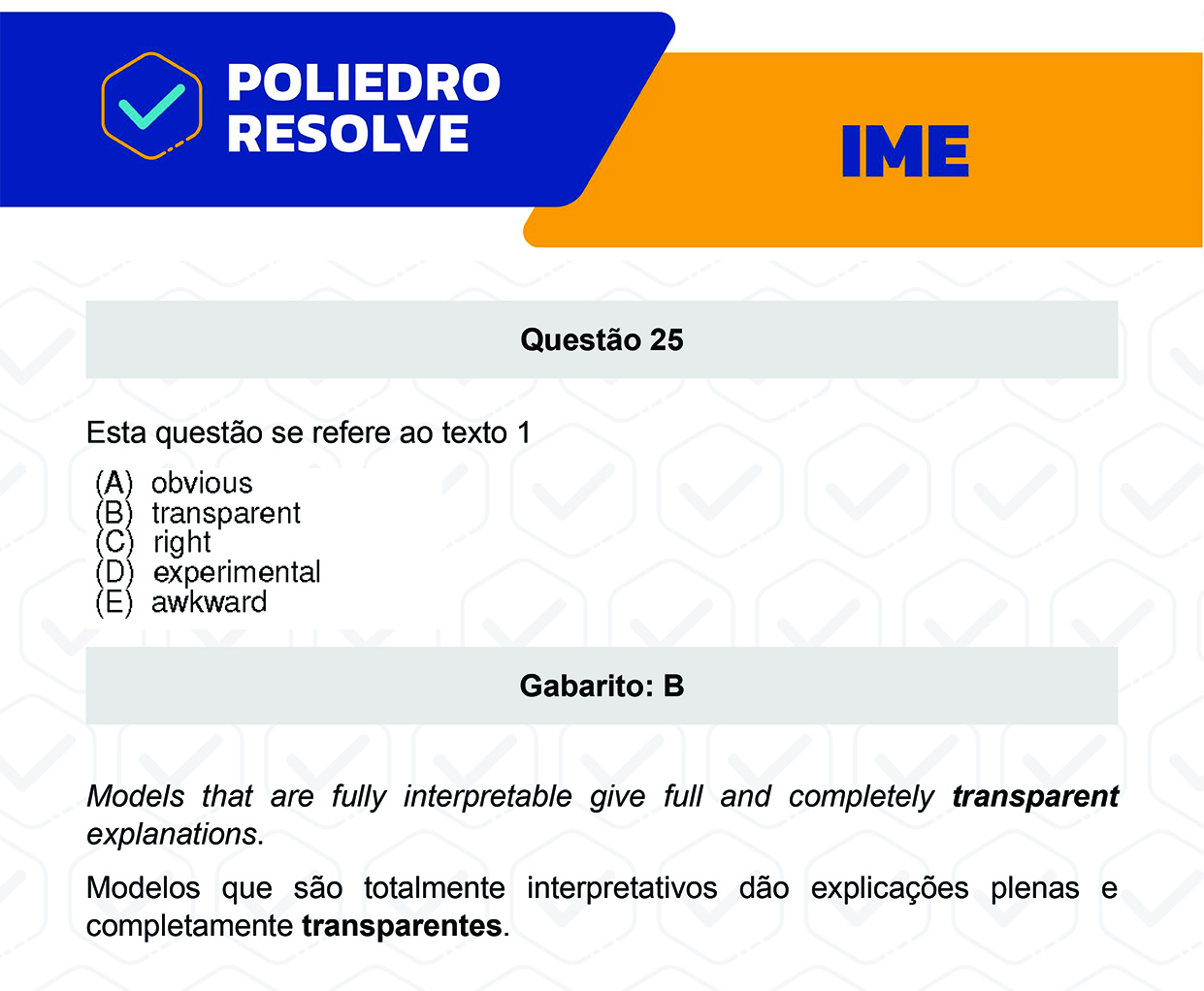 Questão 25 - 2ª Fase - Português/Inglês - IME 2023