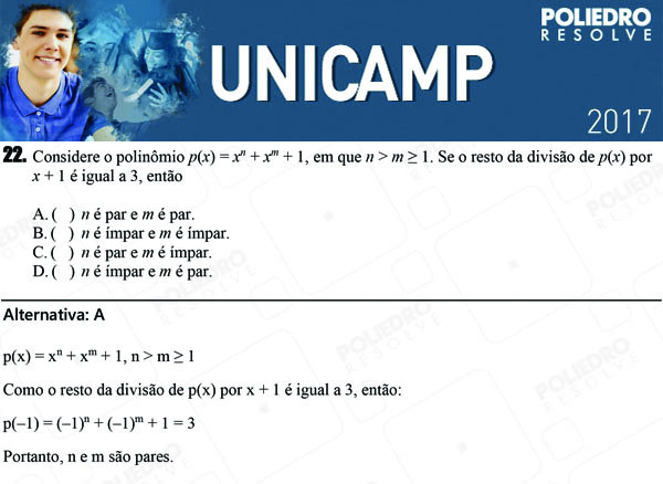 Questão 22 - 1ª Fase - UNICAMP 2017