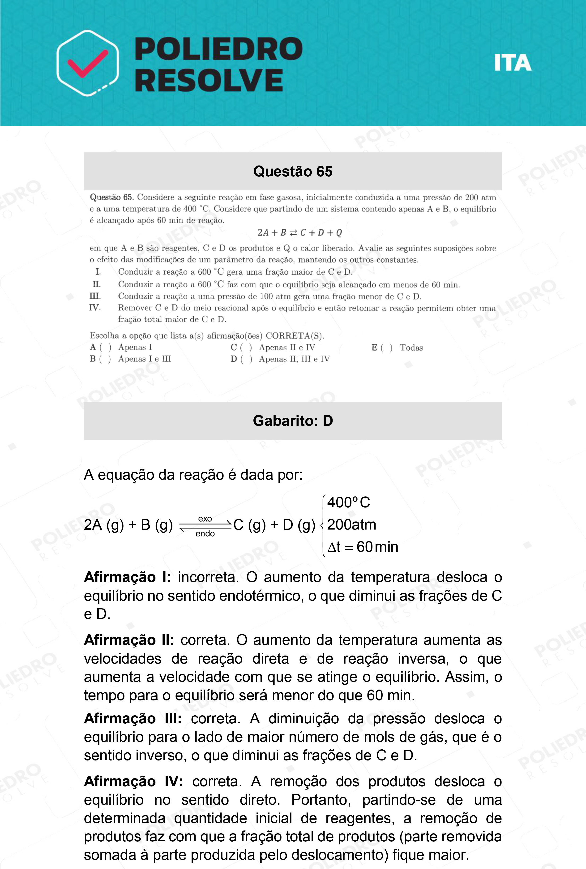 Questão 65 - 1ª Fase - ITA 2022