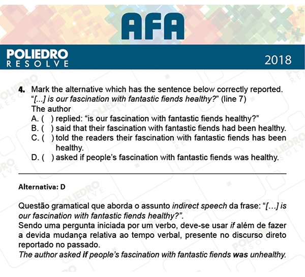 Questão 4 - Prova Modelo B - AFA 2019