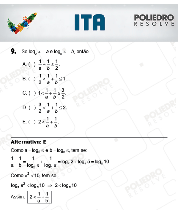 Questão 9 - Matemática - ITA 2018