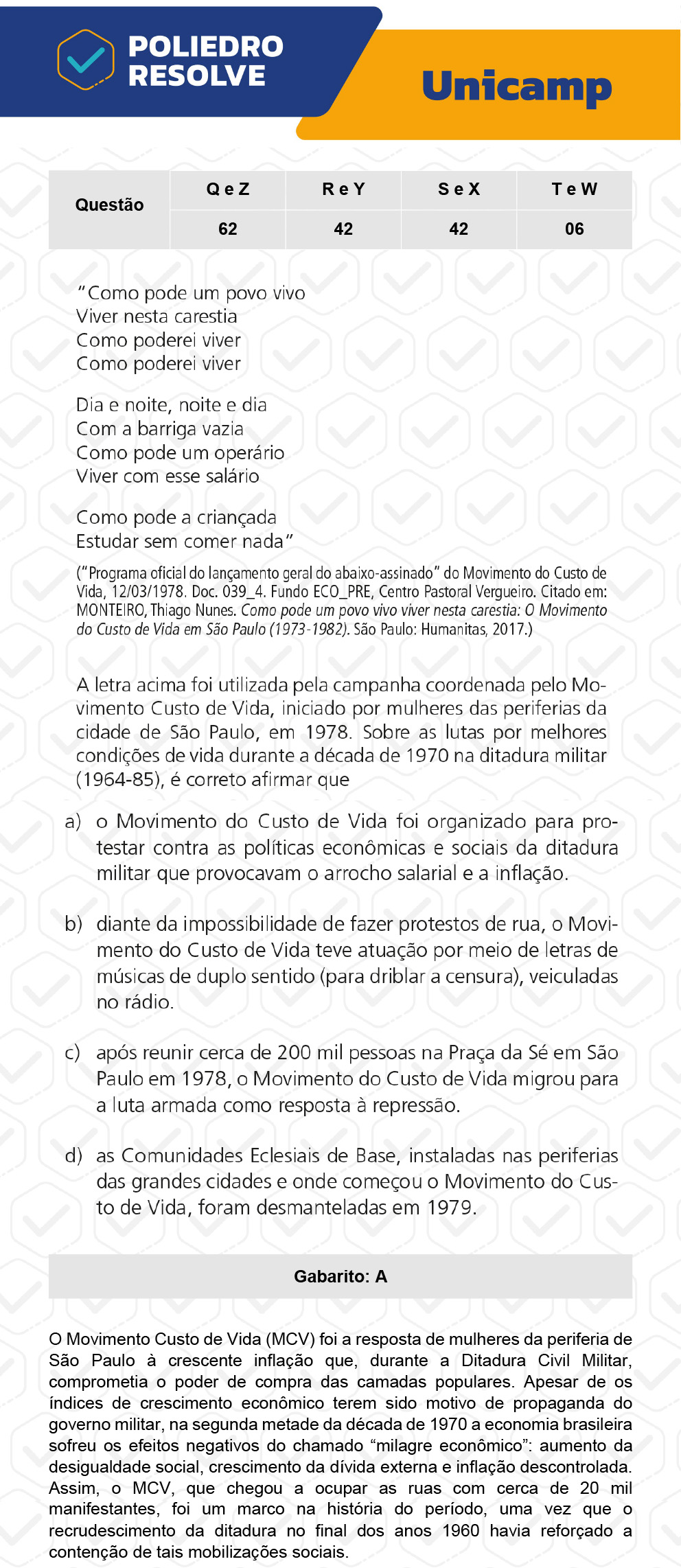 Questão 42 - 1ª Fase - 1º Dia - S e X - UNICAMP 2023