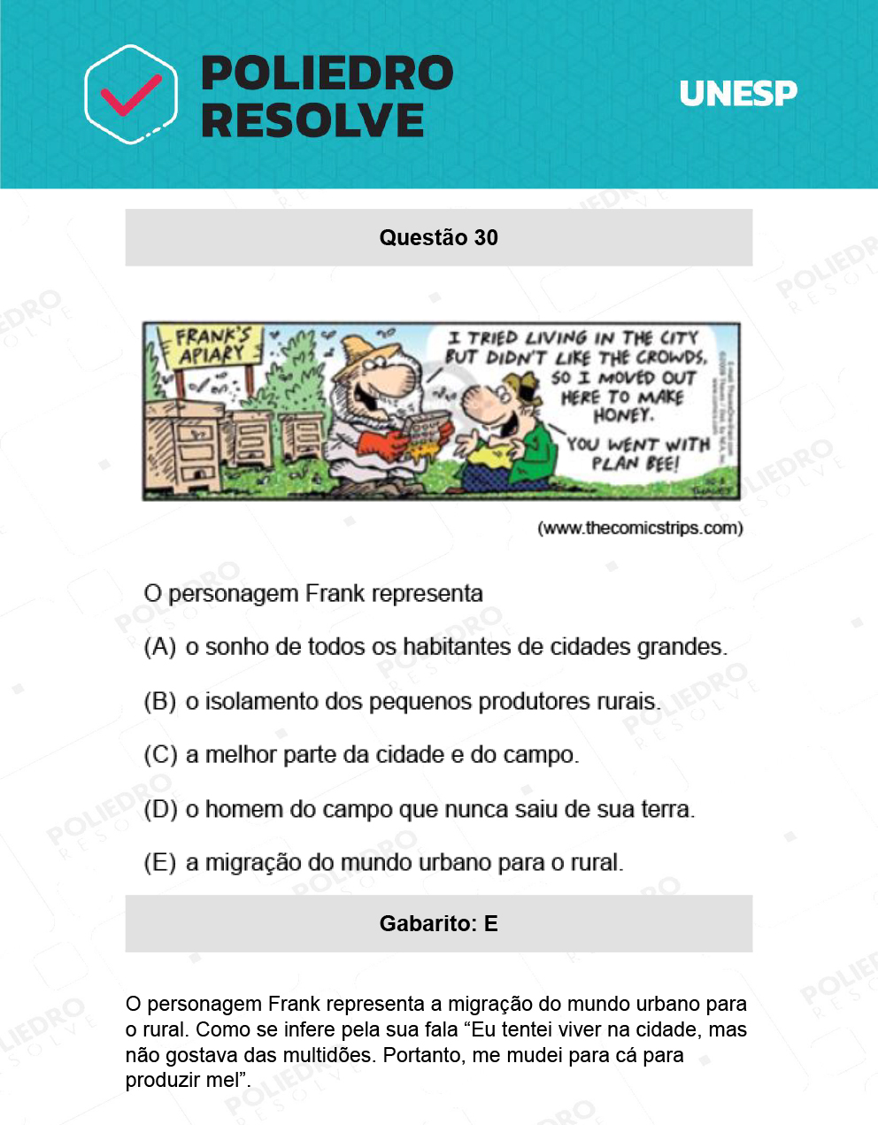 Questão 30 - 1ª Fase - Ext / Hum - UNESP 2022