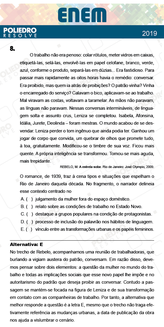 Questão 8 - 1º Dia - Prova AMARELA - ENEM 2018