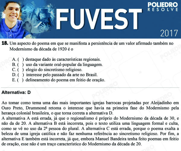 Questão 18 - 1ª Fase - FUVEST 2017