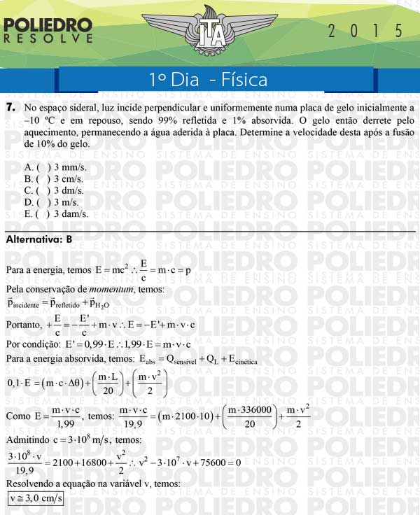 Questão 7 - Física - ITA 2015