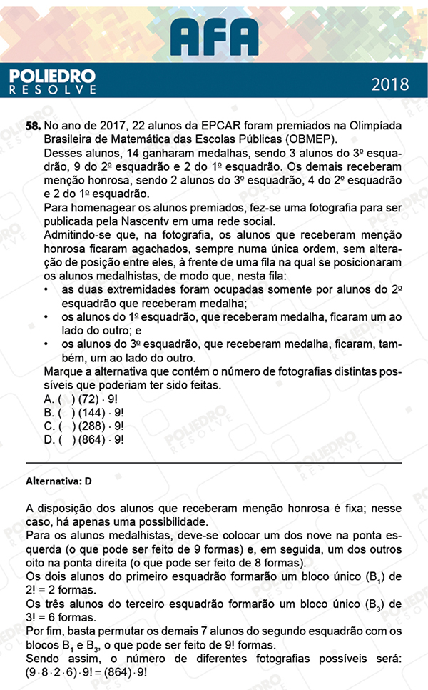 Questão 58 - Prova Modelo B - AFA 2019