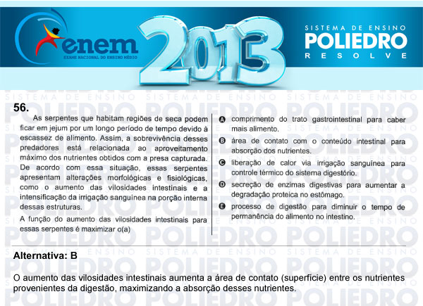 Questão 56 - Sábado (Prova Amarela) - ENEM 2013