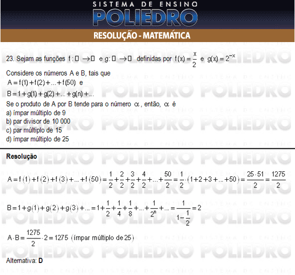 Questão 23 - Inglês e Matemática - AFA 2010