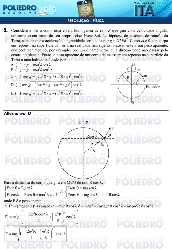 Questão 2 - Física - ITA 2010