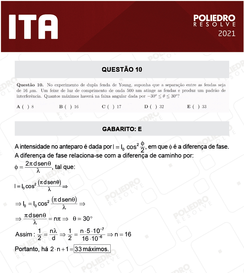 Questão 10 - 1ª Fase - ITA 2021