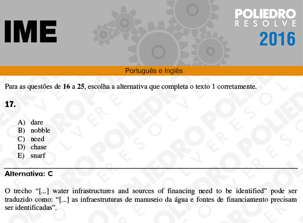 Questão 17 - Português e Inglês - IME 2016