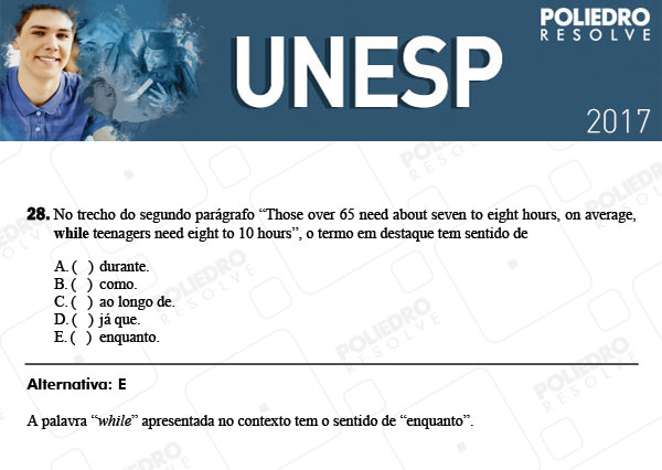 Questão 28 - 1ª Fase - UNESP 2017