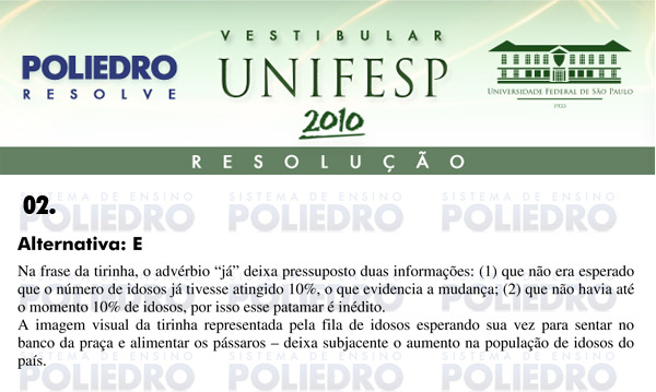 Questão 2 - Português e Inglês - UNIFESP 2010