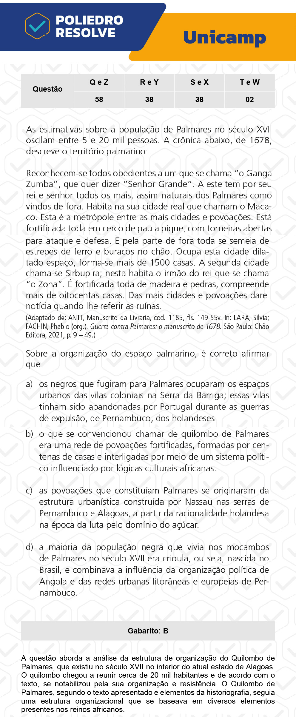 Questão 38 - 1ª Fase - 1º Dia - S e X - UNICAMP 2023