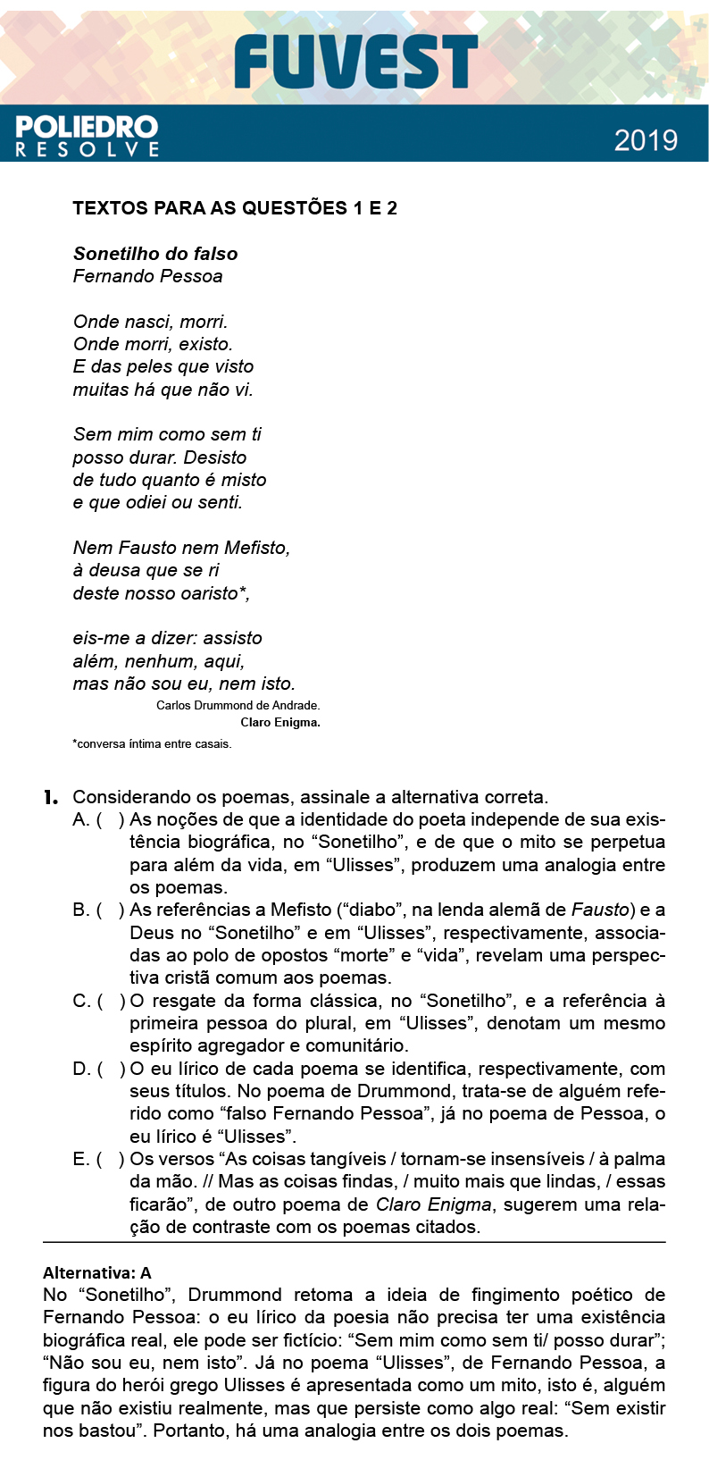 Questão 1 - 1ª Fase - Prova X - FUVEST 2019