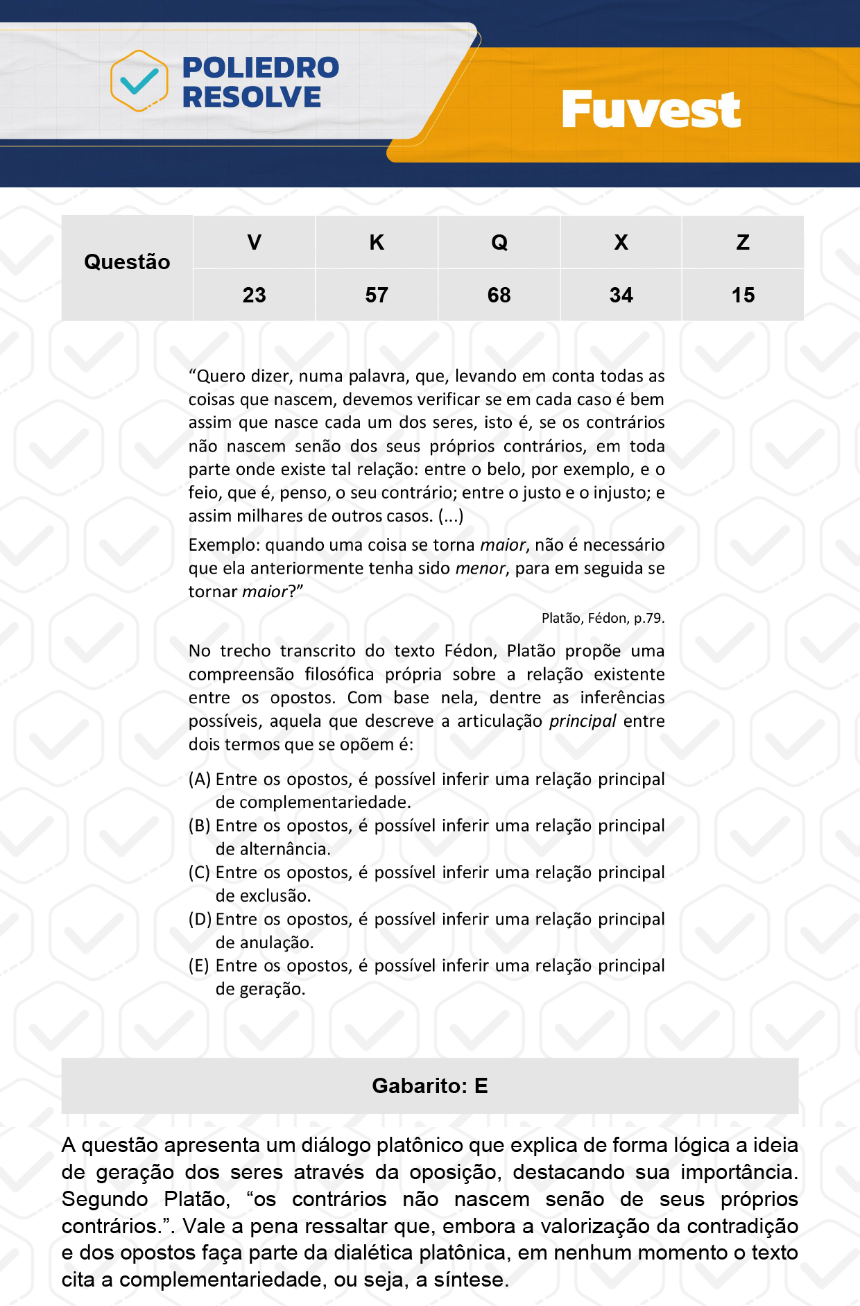 Questão 57 - 1ª Fase  - Prova K - FUVEST 2024