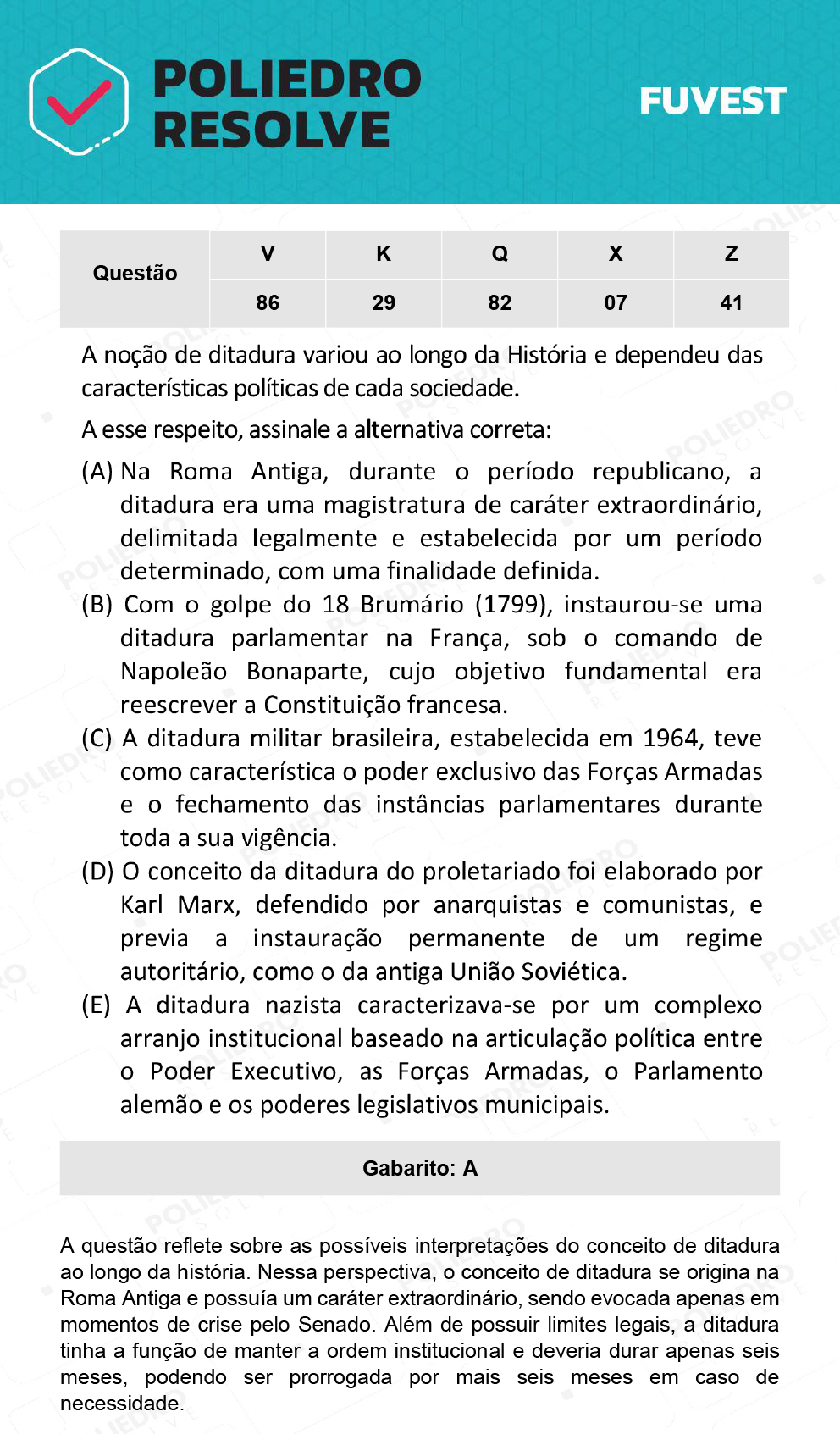 Questão 86 - 1ª Fase - Prova V - 12/12/21 - FUVEST 2022