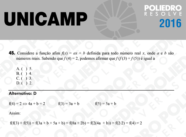 Questão 45 - 1ª Fase - UNICAMP 2016