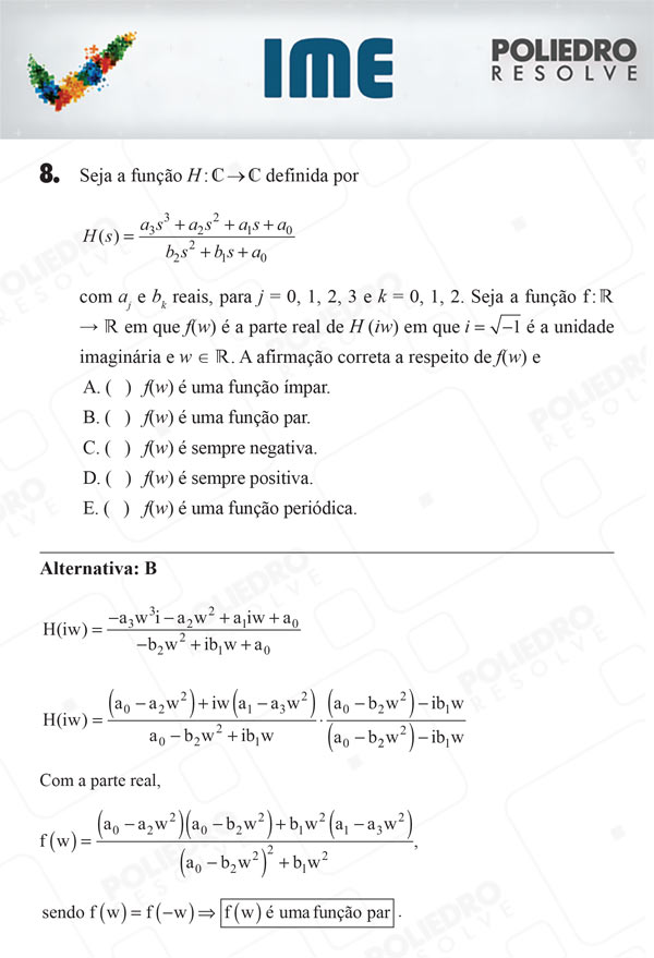 Questão 8 - 1ª Fase - IME 2018