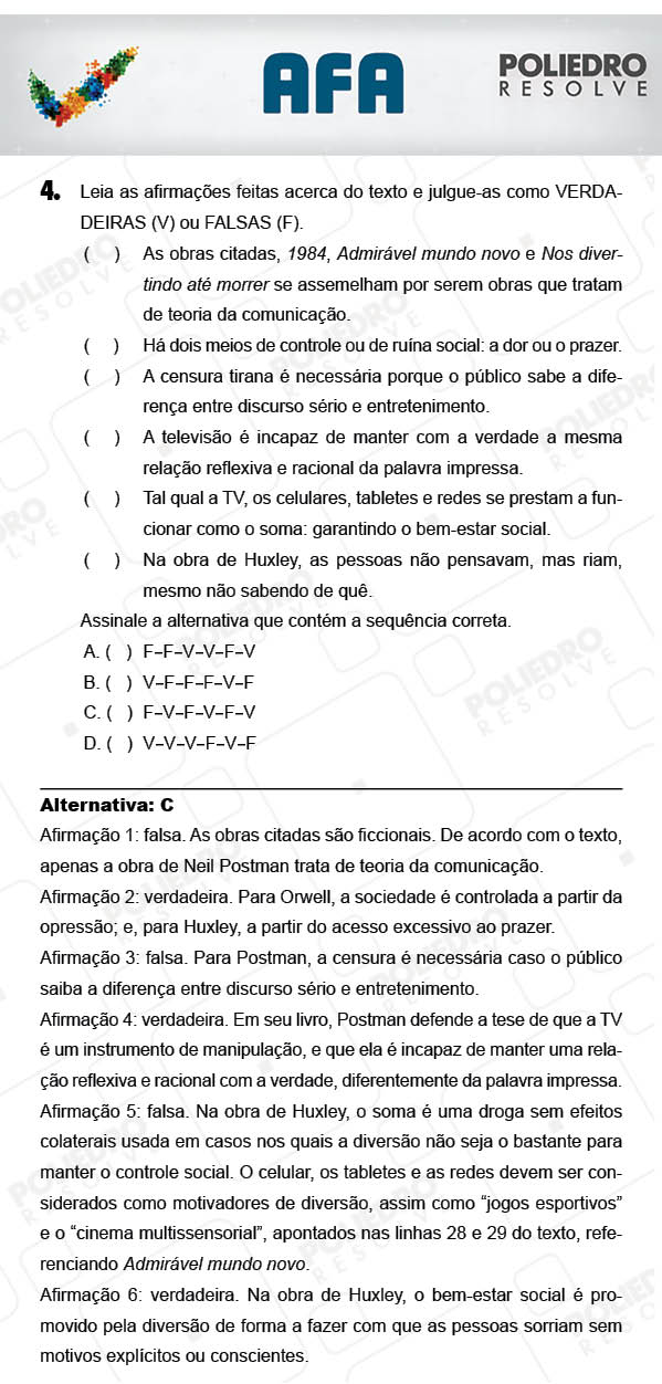 Questão 4 - Prova Modelo A - AFA 2018